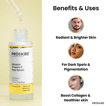 Proskire 10% Vitamin C Face serum | Reduces Dark Spots, Uneven Skin Tone (Pack of 2)